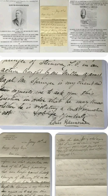 Tammany Hall New York City Democratic Party Politician Attorney Letter Signed Vf