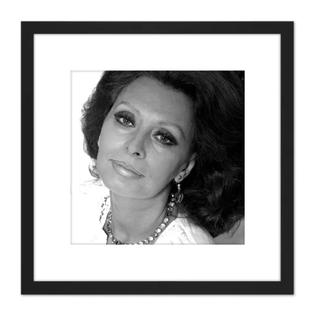 Warren Porträt Schauspielerin Sophia Loren Kopfaufnahme Foto quadratisch gerahmt Wandkunst 8X8"