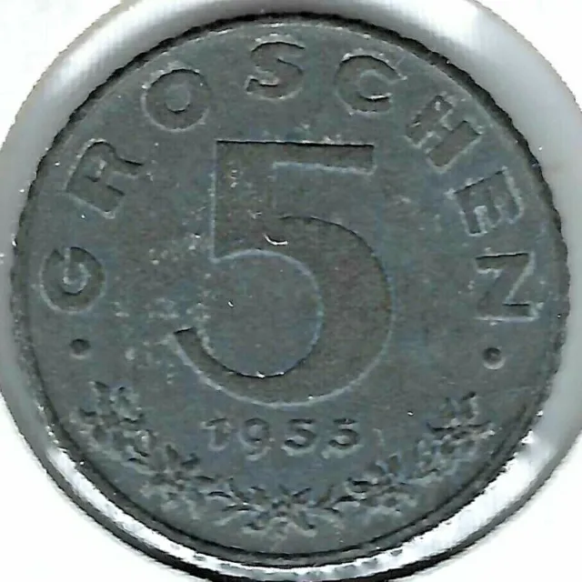 1955  Austria  Zinc 5 Groschen Coin!