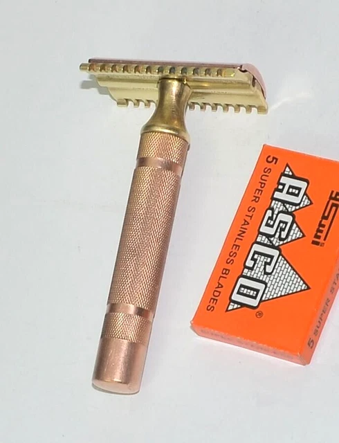 1930s Era All Brass Gillette New Shorter Open Comb DE Razor, NICE SHAPE