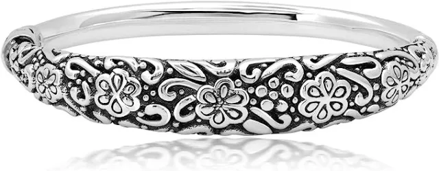 Sterlingsilber Blumenmuster filigran Armbänder mit Klappverschluss 7 Zoll