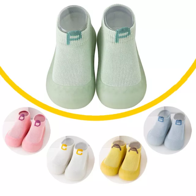 Calzini neonati bambine bambini neonati suola morbida scarpe antiscivolo taglia UK