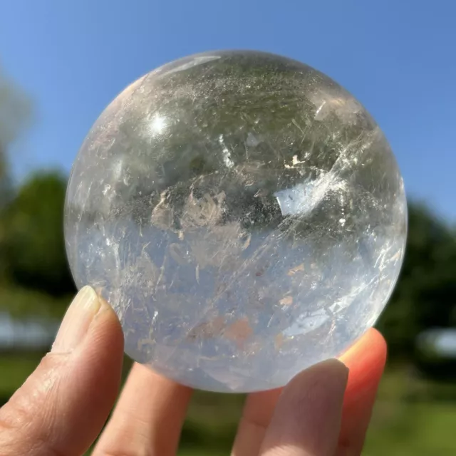 510g Top Natural clear quartz Ball Quartz Crystal Sphere 70mm Reiki WQ71