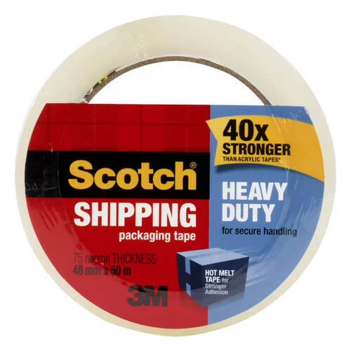 Scotch Heavy Duty Shipping Packaging Tape 48mmx50m Rubber Hot Melt Adhesive