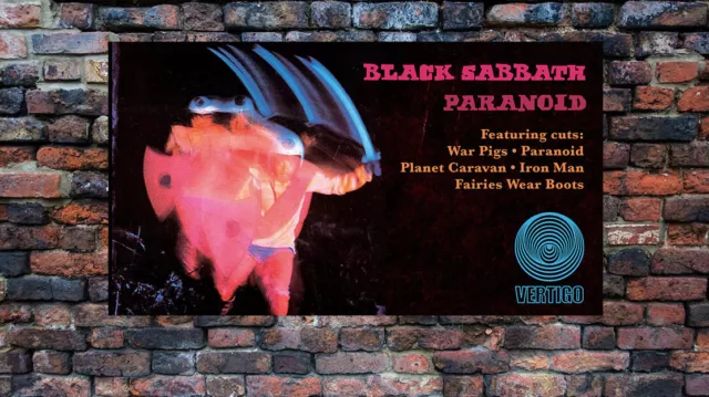 Black Sabbath Paranoid 2nd album poster promo 36" x 20" VERTIGO 3 foot display