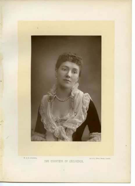 Vintage Cabinet Card by W & D Downey Sibell, Countess Grosvenor (1855-1929)