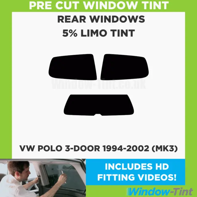 Pre Cut Window Tint for VW Polo 3-door 1994-02 (MK3) 5% Limo Black Rear Car Film
