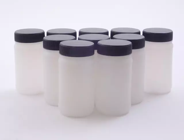 Round Wide Mouth Bottles, with screw cap, 100ml, 10 bottles