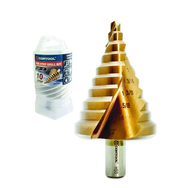2 Inch HSS Spiral Groove Step Drill Bit 10 Sizes Cobalt Added High Speed Steel