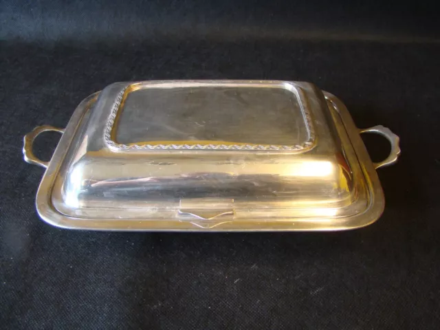 Vintage Silver Plated Lidded Tureen Entree Serving Dish Hinged Removable Lid