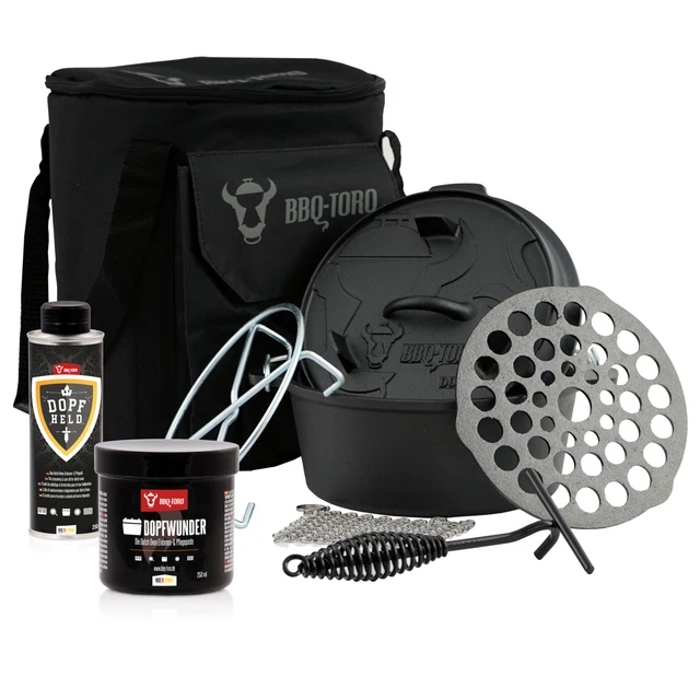 BBQ-Toro Dutch Oven Starterset 8-teiliges Set Geschenk Männer & Frauen Grillen