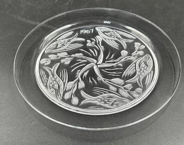 1967 Lalique Fish Ballet Limited Edition Annual Christmas Crystal Plate
