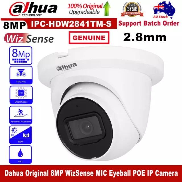 AU STOCK Dahua Brand Original 8MP 4K IPC-HDW2841TM-S MIC WizSense POE IP Camera
