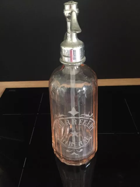 BOUTEILLE SIPHON EAU de Seltz Rose A. Darregert Riberac Datée