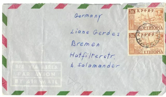 Ethiopia-Germany 1950's ""Massawi"" to Bremen Air Mail