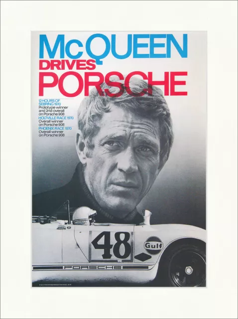 McQueen drives Porsche 908 Schauspieler Rennfahrer Kunstdruck Plakatwelt 081