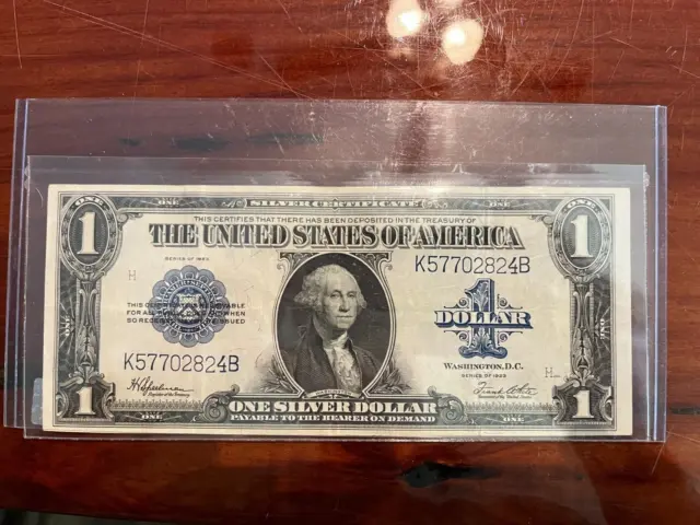 1923 United States LARGE $1 One Dollar Bank Note Silver Certificate Blue Seal