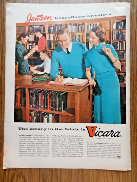 1956 Vicara Luxury Fiber Ad  Jantzen Kharafleece Sweaters