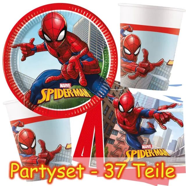 SPIDERMAN PARTY SET - 37tlg Kindergeburtstag Kinder Geburtstag Deko Dekoset