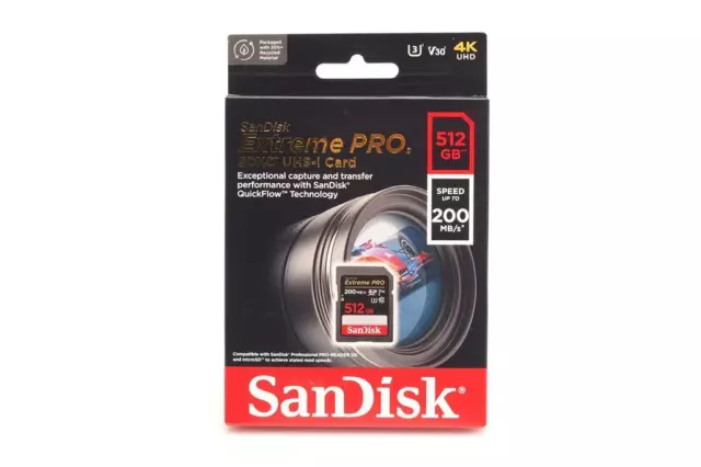 Sandisk 512gb SDXC Extremepro 200mb/S V30 UHS-I U3 Card (1714846179)