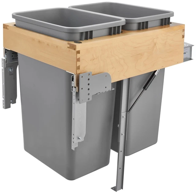 Rev-A-Shelf 4WCTM-RM-2150DM-2 4WCTM Top Mount Double Bin Trash - Natural Wood
