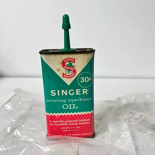 SINGER Sewing Machine Oil 4 Tin Can Vintage