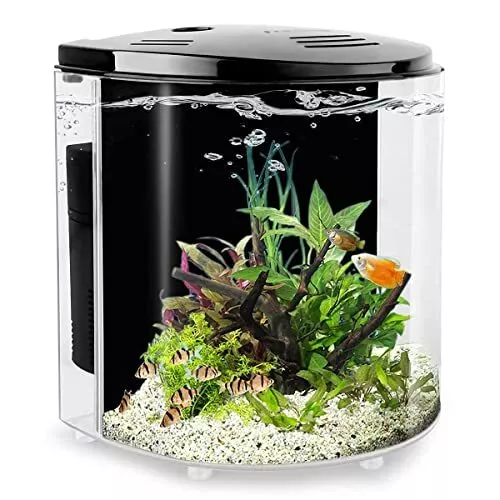 YCTECH 1.2 Gallon Betta Aquarium Starter Kits Fish Tank with LED Light and Fi...