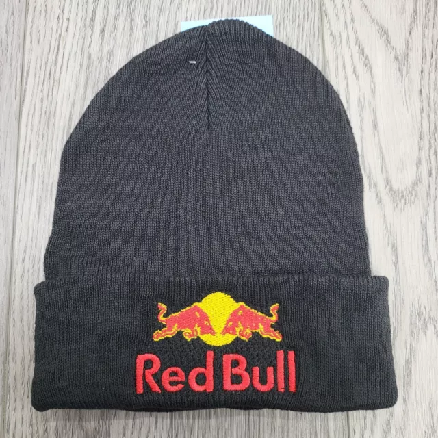 New! Embroidered Red Bull Energy Drink Beanie Athletic Black One Size Fits Most