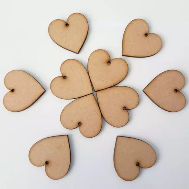 MDF Wooden Heart Birthday Calendar Timber Heart 3mm Thick Craft Wood Love 1 Hole