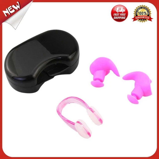 es Soft Silicone Swimming Earplugs Nose Clip Set Soundproof Ear Plugs (Pink)