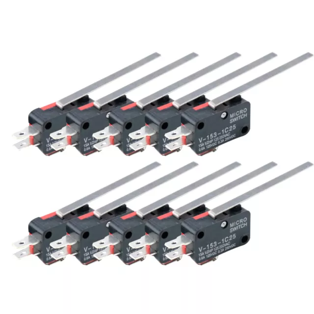 10Pcs V-153-1C25 SPDT Limit Switch Long Straight Handle Lever Type  Micro Switch