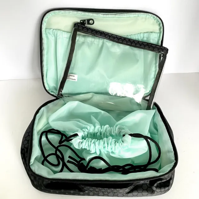 Cute Nylon Travel Cosmetic Makeup Bag Turquoise Black Toiletry Beauty Organizer
