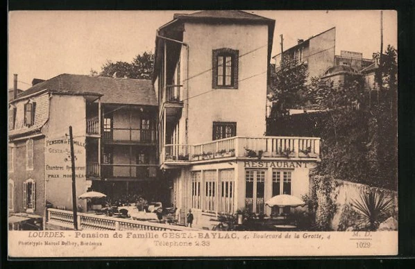 CPA Lourdes, Pension de Famille Gesta-Baylac, Boulevard de la Grotte, 4