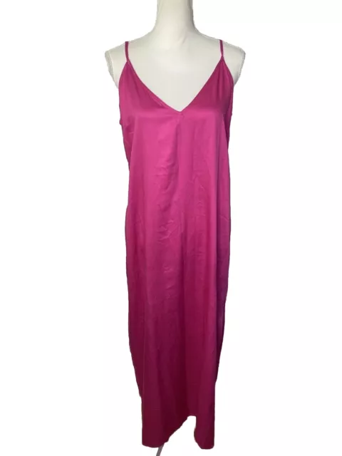 NWT Old Navy Women’s Pink Maxi Dress Sleeveless Spaghetti Strap Solid Sz Large