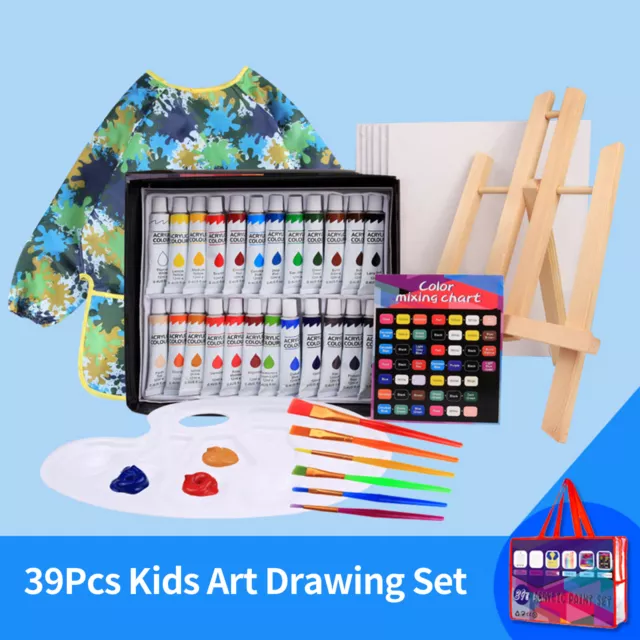 39Pcs  Art Drawing Set 24 Vibrant Colors Acrylic Paint with 6 N8D1