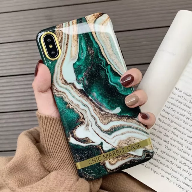 Fashion Artistic agate marble gold bar Phone Case For iphone XS XR XS Max