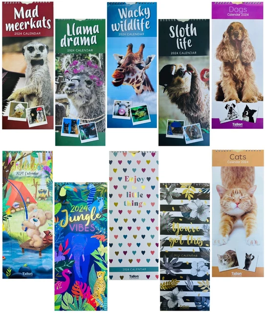 2024 SLIM MONTH to View Spiral Bound Funny Quote Cute Cats Hanging Wall