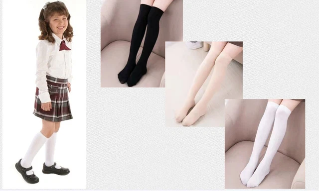 Uniform Socks Women Girl Knee High School  Plain Solid Colors 3, 6 ,12 Pairs