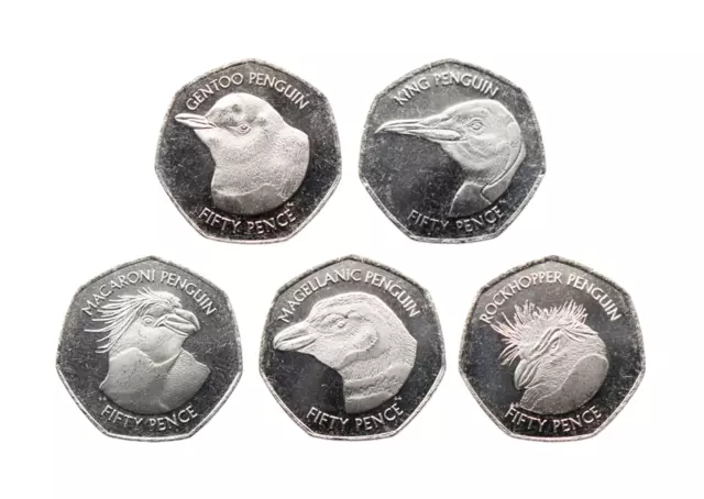 Falkland Islands Penguin 50p 5 Fifty Pence Coin Set 2018 Unc Choose Your Coin