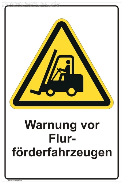 VSafety Cartello Operativo 'Attenzione Carrello Elevatore' – 300x100 Mm – Plastica Rigida 2 Mm – Conforme EN ISO 7010