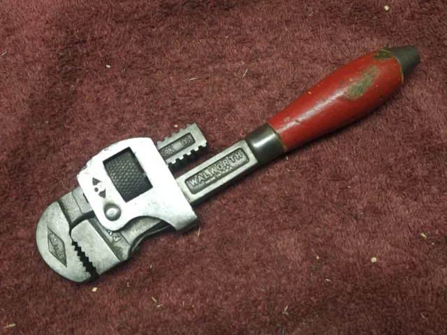 Vintage Stillson No. 8 Wood Handle Pipe Wrench Walworth Mfg. Co. Boston USA