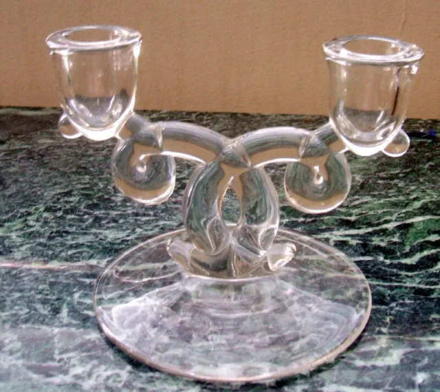 Vintage Heisey Glass LARIAT 2 Light Candle Holder