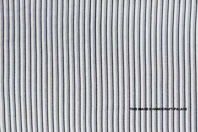 Indien Rayure Imprimé Handmade Coton Course Loisirs Créatifs Couture Tissu 4.6m