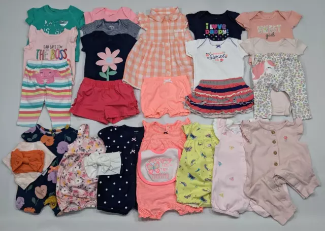 26 pc LOT Infant Baby Girl Clothes 3 months Tops Shorts Outfits SUMMER BUNDLE