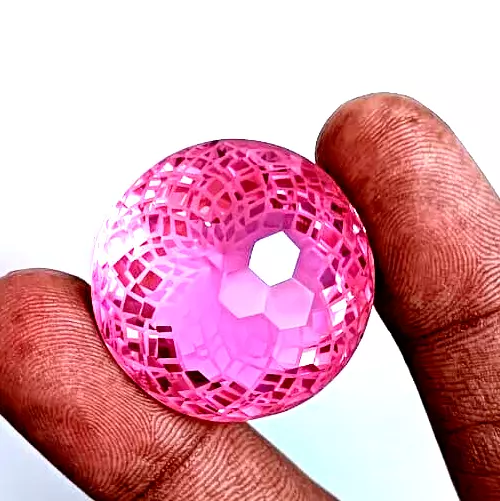 118 CT Burma's Natural Faceted Pink Spinel Round Loose Gemstone Size 29x29x21 mm