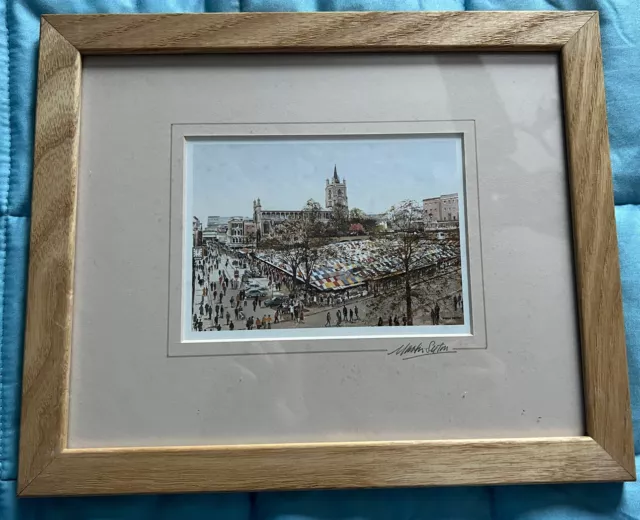 Framed & Mounted Martin Sexton Art Print - Norwich Market & Church 11 x 9 inches