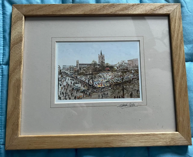 Framed & Mounted Martin Sexton Art Print - Norwich Market & Church 11 x 9 inches