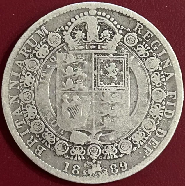 GB - Victoria “Jubilee Head” 2/6 Half Crown .925 Silver Coin - 1889 (GY49)