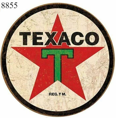 Texaco Gas And Oil Round Tin Sign Rustic Metal Gas Station Wall Art Man Cave