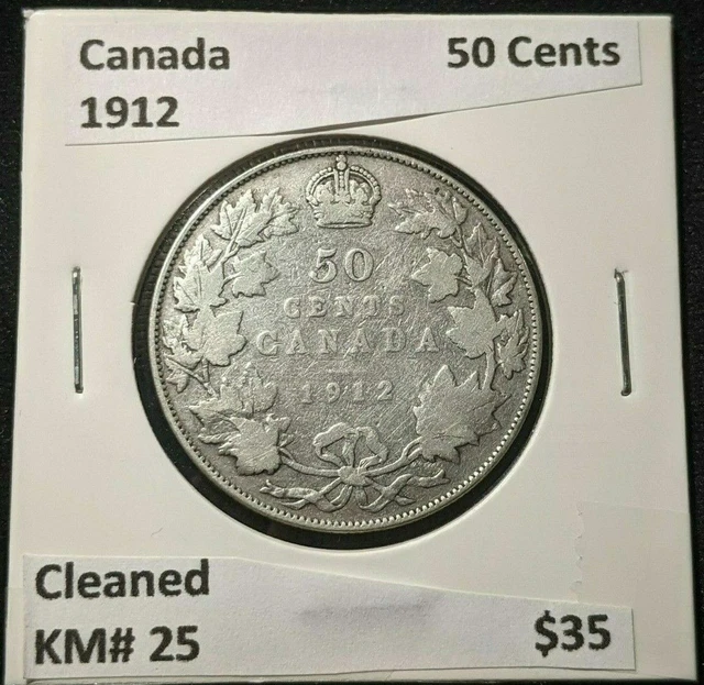 Canada 1912 50 Cents KM# 25 Cleaned #1106
